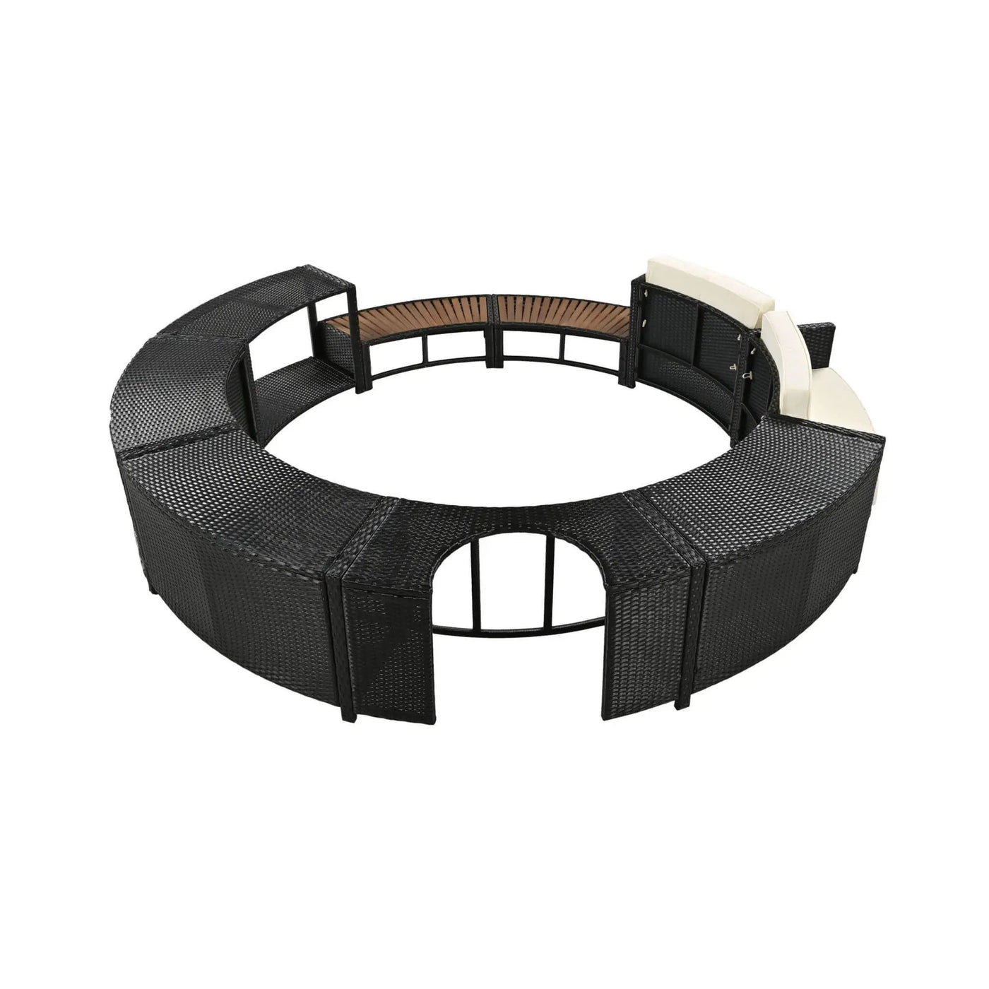 Large Premium Surround Spa Patio Rattan Sofa Set With Storage Compartments And Cushions (SAK75629) by SAKSBY WHOLESALE