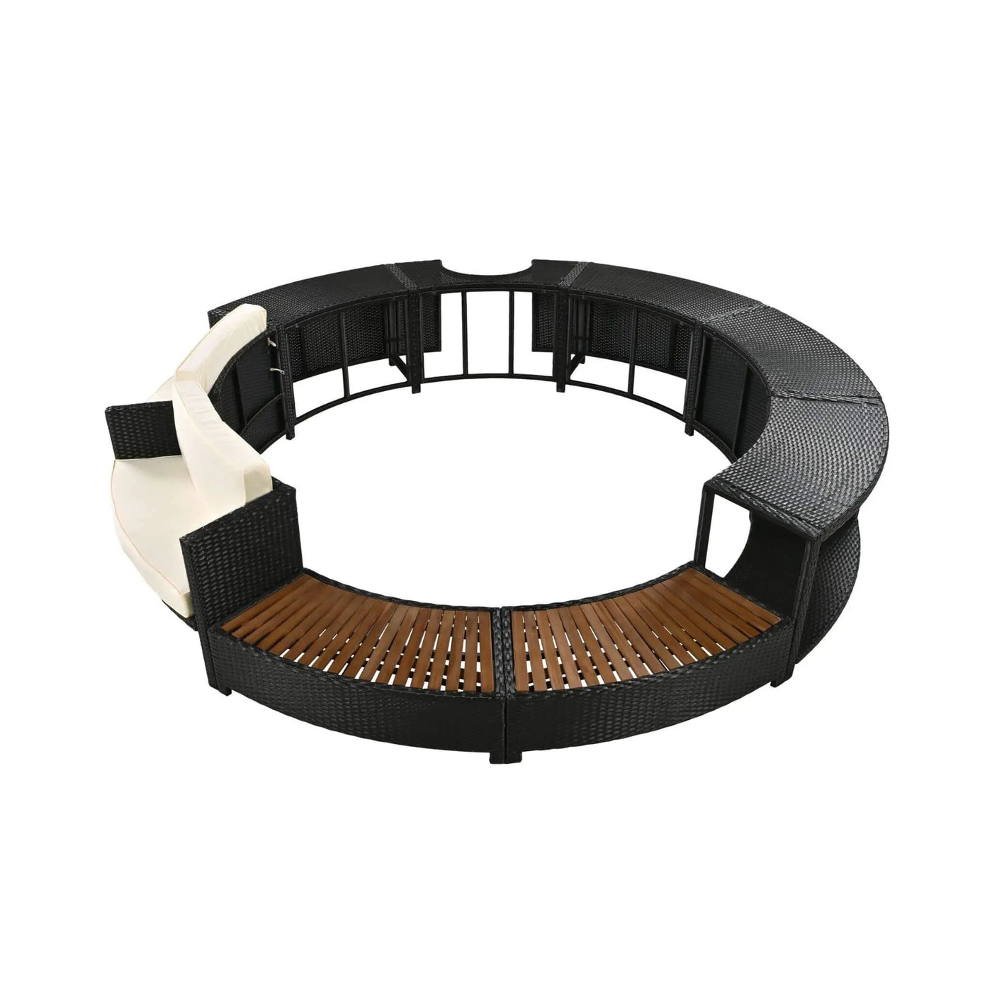 Large Premium Surround Spa Patio Rattan Sofa Set With Storage Compartments And Cushions (SAK75629) by SAKSBY WHOLESALE