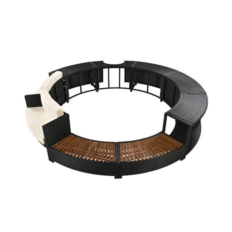 Alora Large Premium Surround Spa Patio Rattan Sofa Set With Storage Compartments And Cushions (SAK75629) by SAKSBY WHOLESALE