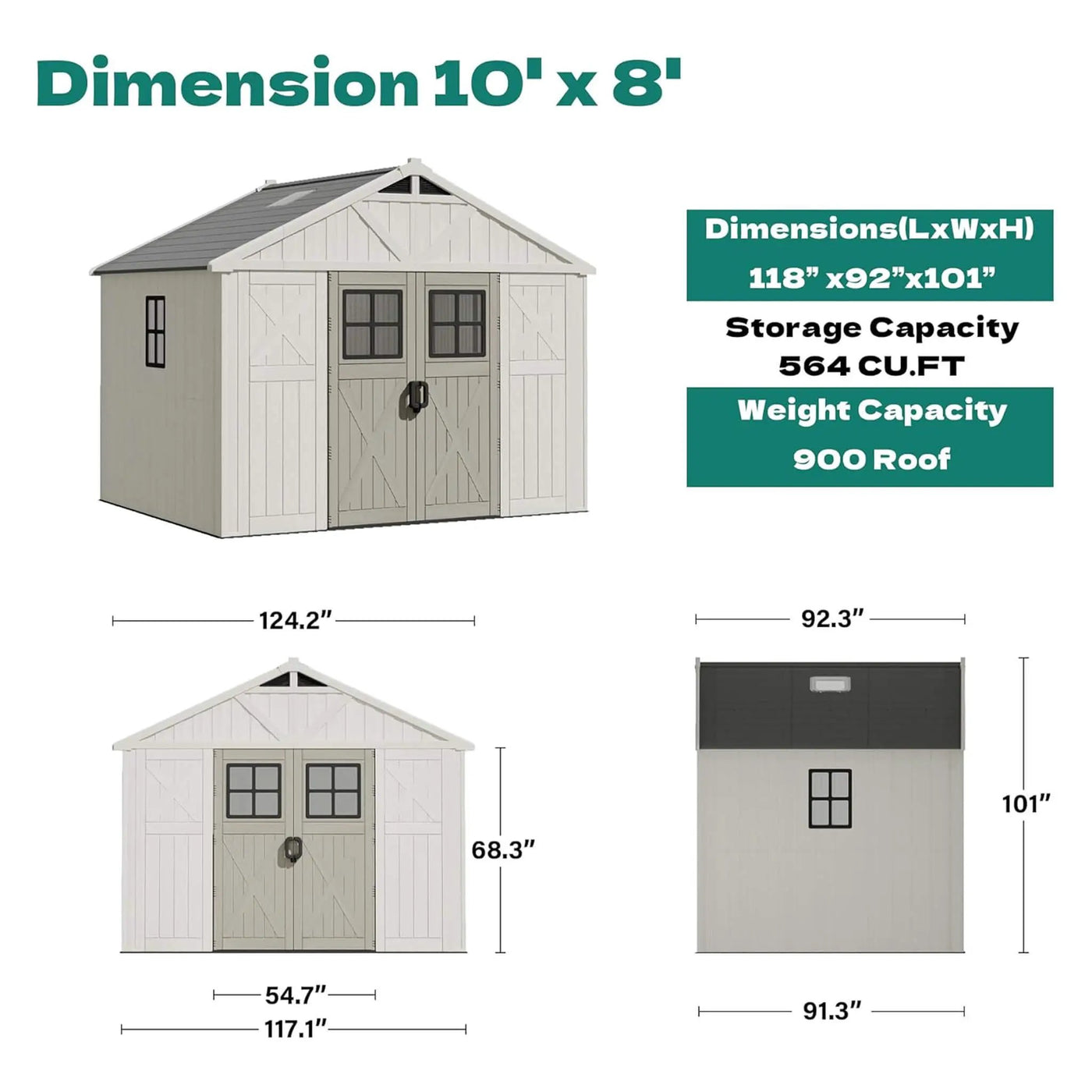 Alora Large Resin Outdoor Storage Shed With Floor, Windows, And Lockable Door (SAK98421) by SAKSBY WHOLESALE