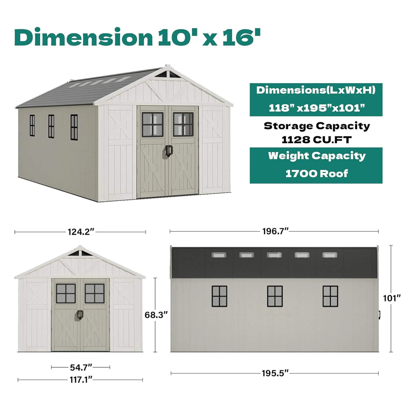 Alora Large Resin Outdoor Storage Shed With Floor, Windows, And Lockable Door (SAK98421) by SAKSBY WHOLESALE