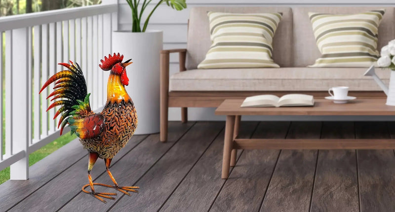 Large Rustic Metal Chicken Garden Stake for Outdoor Decor by House Of Avana