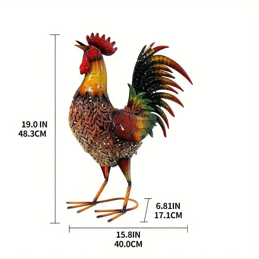Large Rustic Metal Chicken Garden Stake for Outdoor Decor by House Of Avana