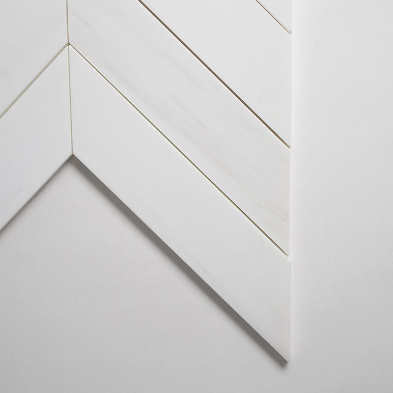 Large Trapeze Bianco Dolomiti Honed Marble Waterjet Decos 13 7/16x13 7/16 Marble Honed 14x14 Waterjet Decos — 1