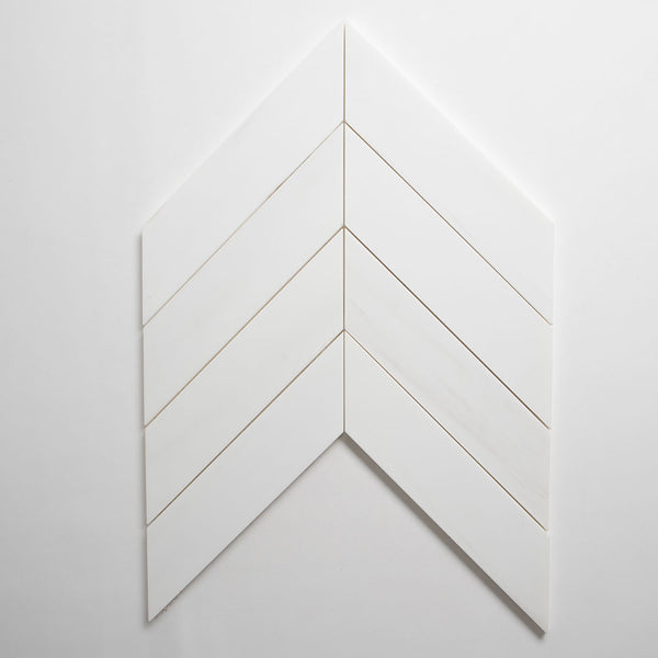 Large Trapeze Bianco Dolomiti Honed Marble Waterjet Decos 13 7/16x13 7/16