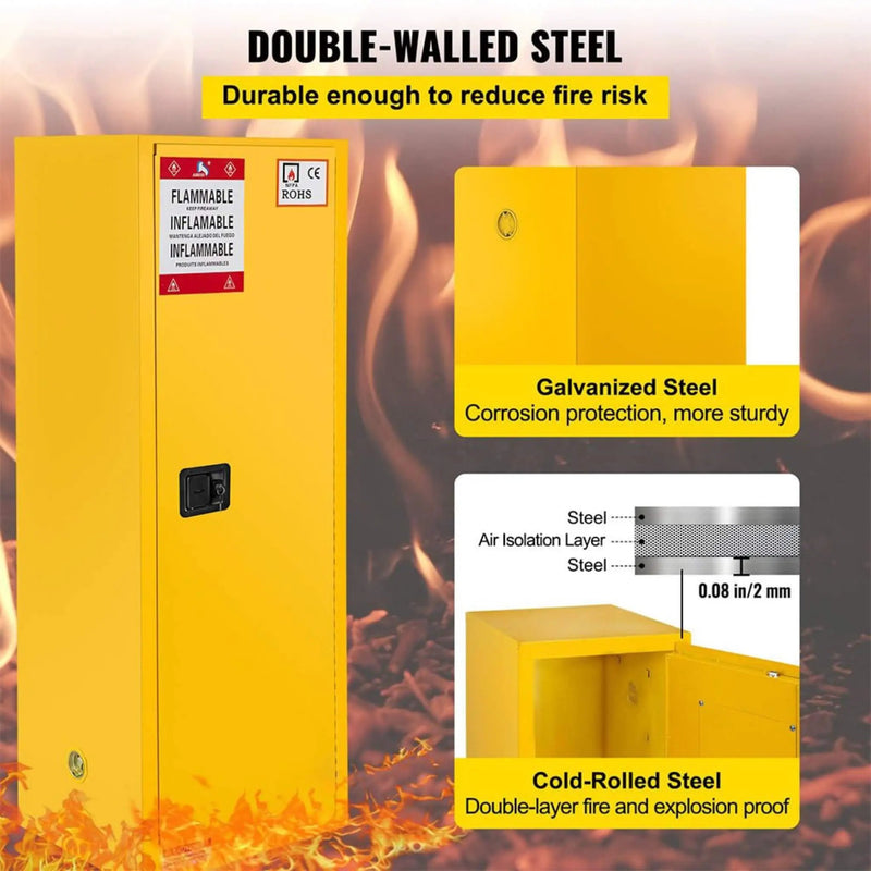 Large Yellow 35-Inch Heavy-Duty Flammable Welded Fireproof Storage Cabinet (SAK52837) by SAKSBY WHOLESALE