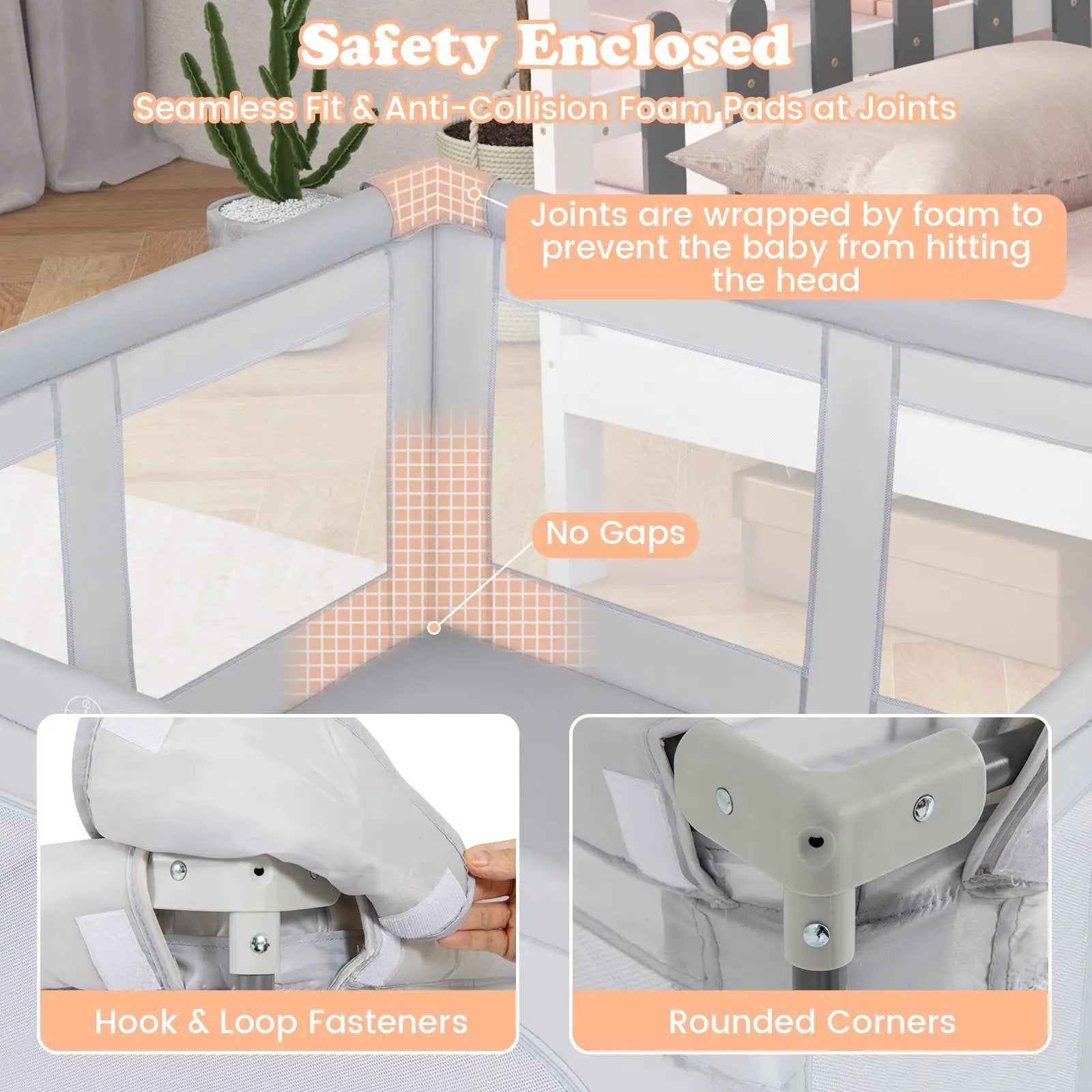 Large Baby Playpen BPA-Free Foldable Toddlers Safety Fence Play Yard with Zipper Gate by DirectDeals