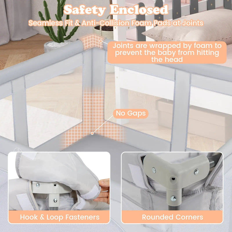 Large Baby Playpen BPA-Free Foldable Toddlers Safety Fence Play Yard with Zipper Gate by DirectDeals