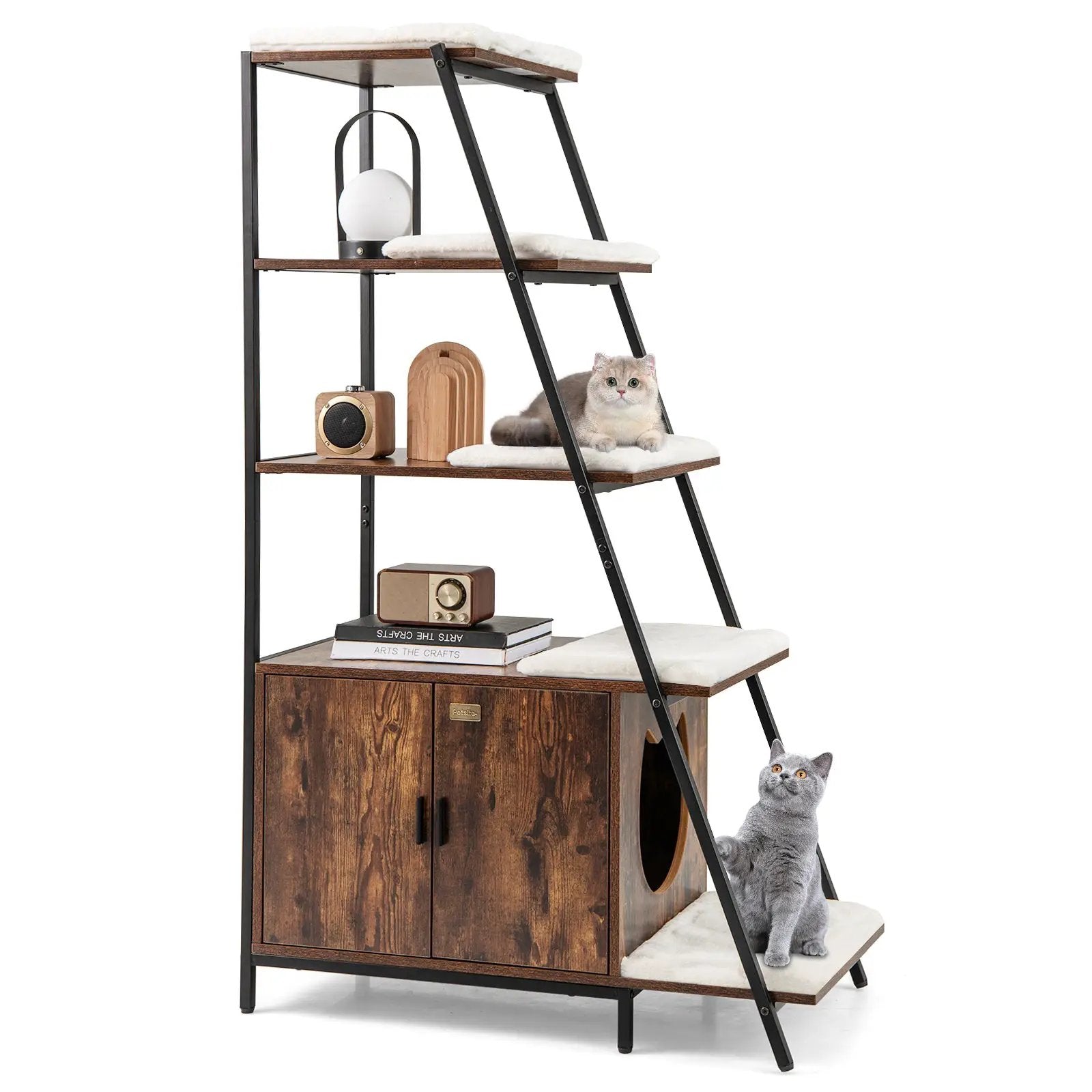 Large Cat Litter Box Enclosure with Storage and Ladder Shelf by DirectDeals