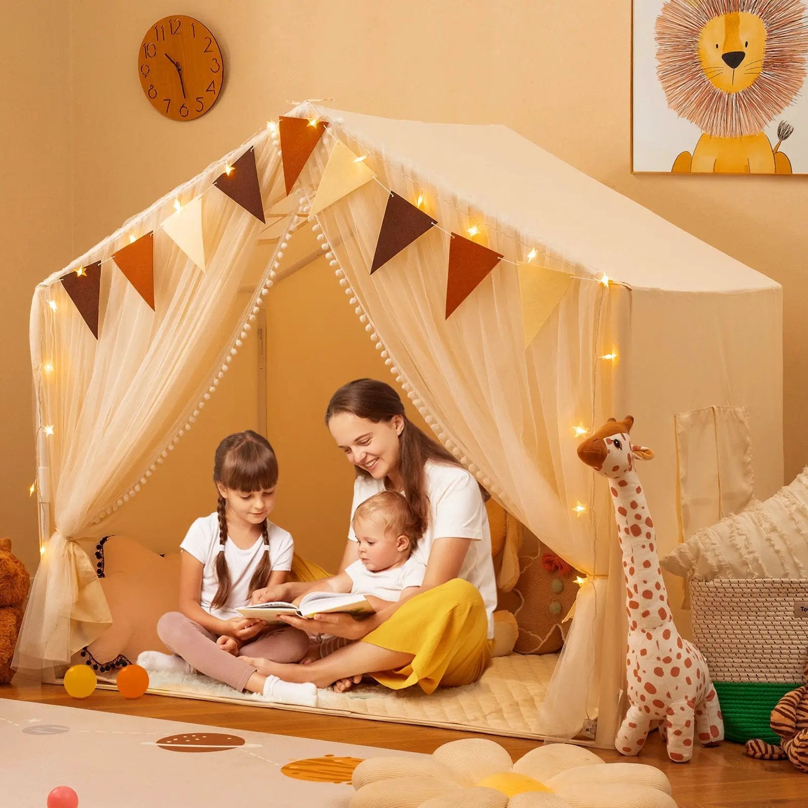 Large Toddler Playhouse Tent with Door Curtains Windows by DirectDeals