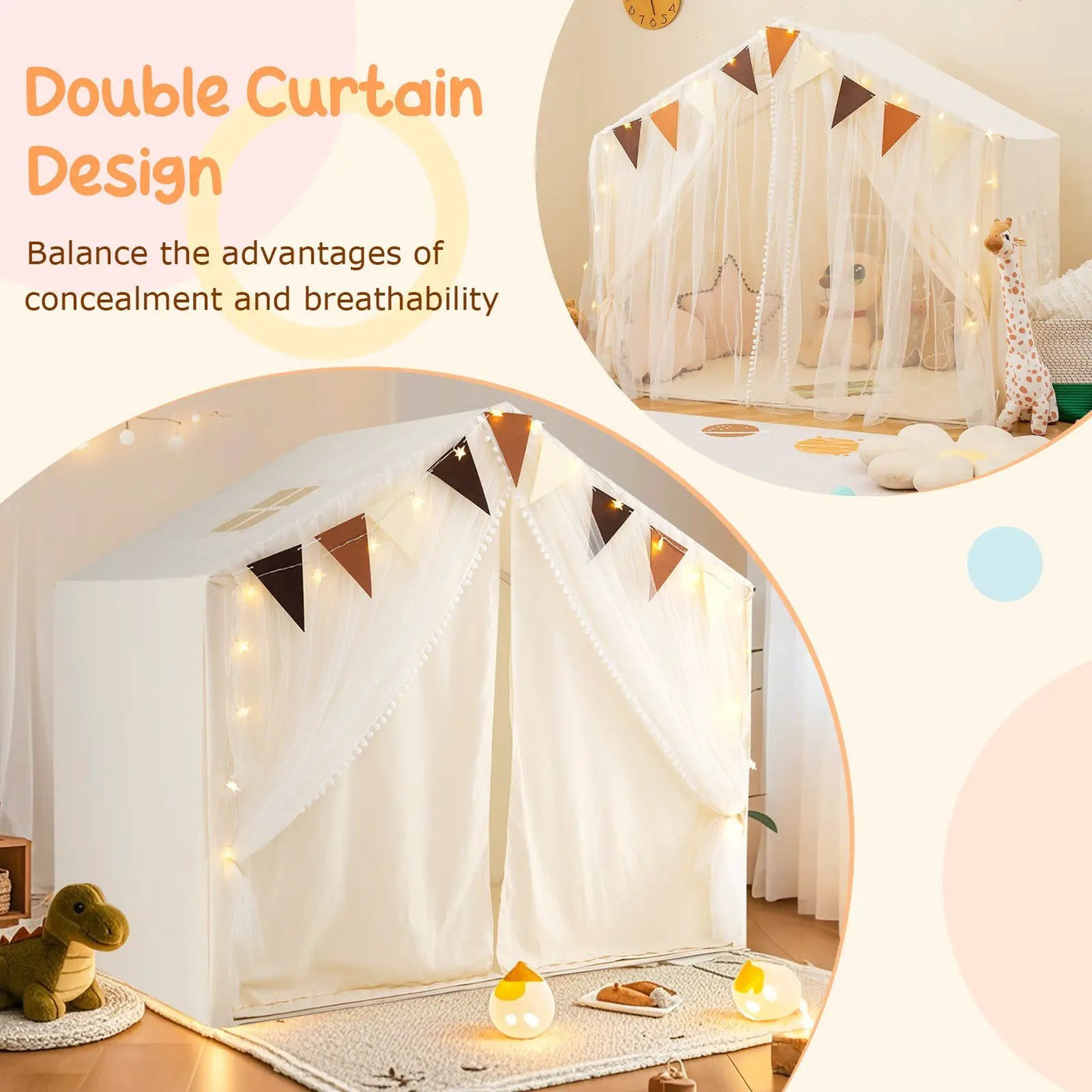 Large Toddler Playhouse Tent with Door Curtains Windows by DirectDeals
