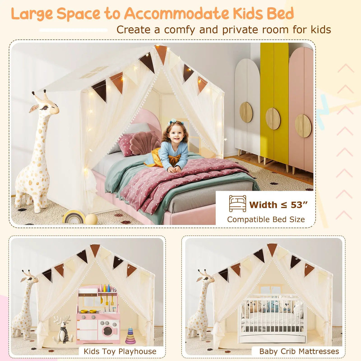 Large Toddler Playhouse Tent with Door Curtains Windows by DirectDeals