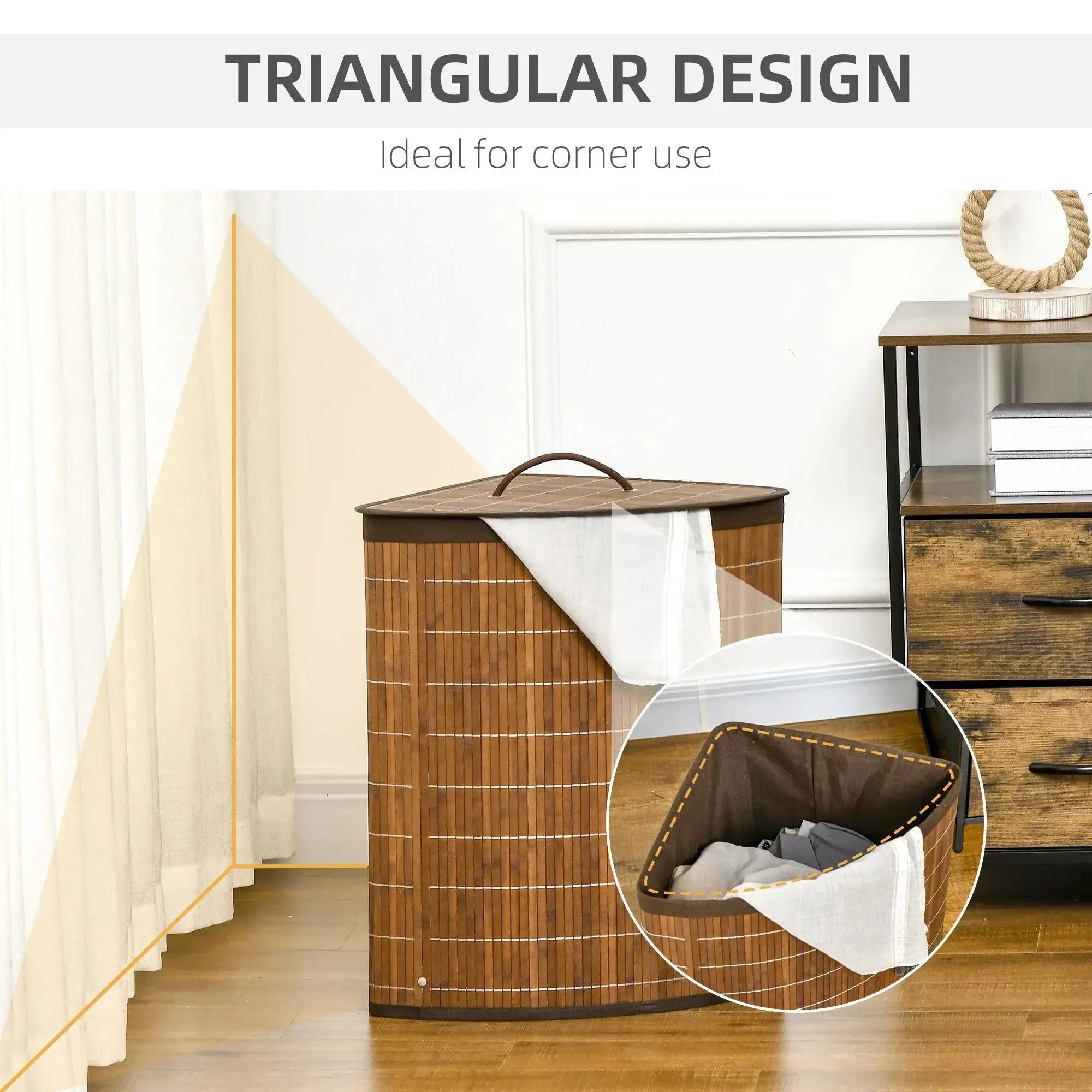 Laundry Basket - Removable Brown 38x38x57cm by House Of Avana