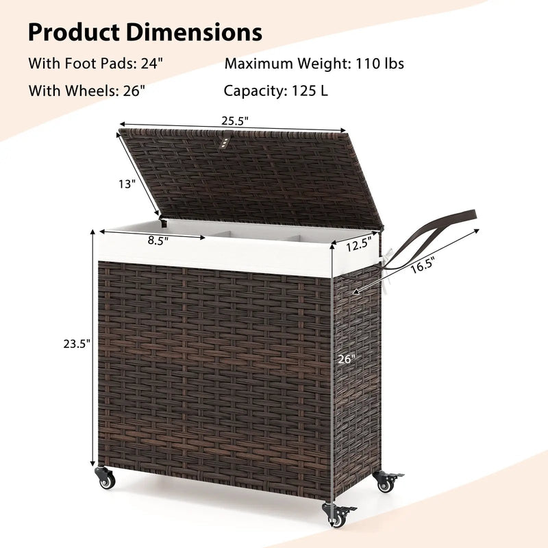 Laundry Hamper with Wheels and Lid by DirectDeals
