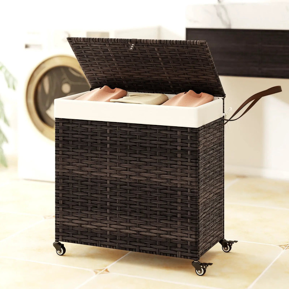 Laundry Hamper with Wheels and Lid by DirectDeals