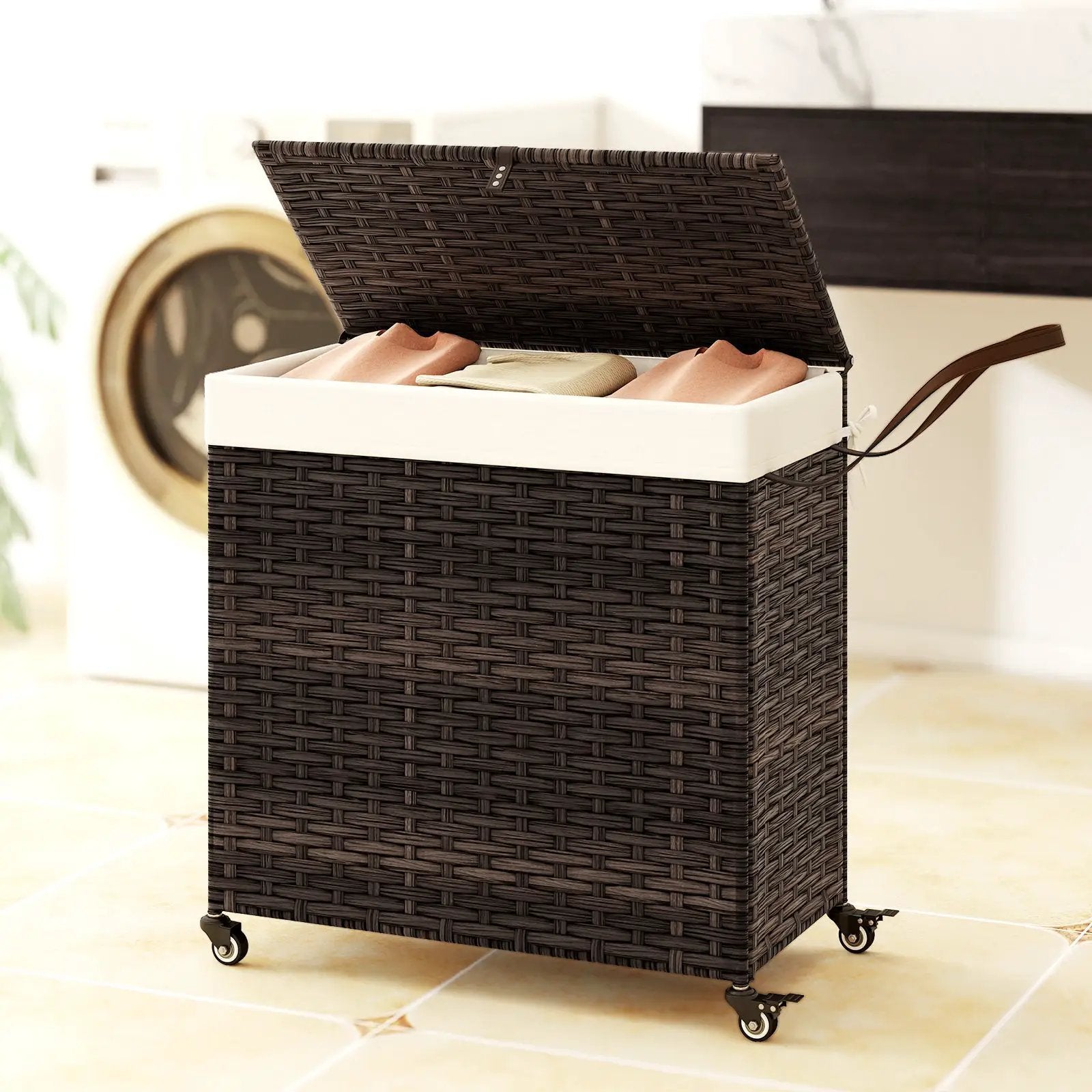Laundry Hamper with Wheels and Lid by DirectDeals