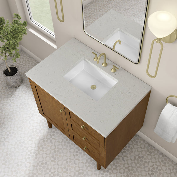 James Martin Laurent 36" Dual Mount Single Bathroom Vanity, Honey Oak