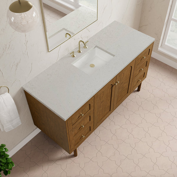 James Martin Laurent 60" Dual Mount Single Bathroom Vanity, Honey Oak