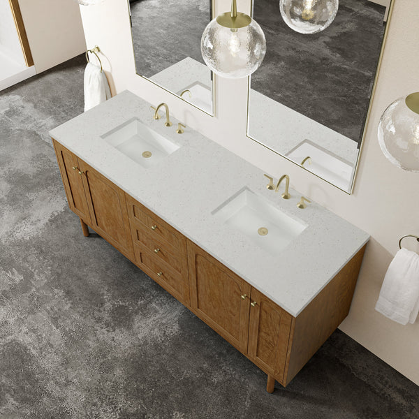 James Martin Laurent 72" Dual Mount Double Bathroom Vanity, Honey Oak