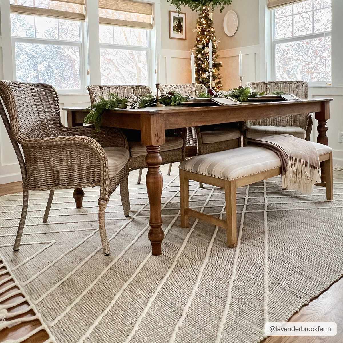 Marbletown Jute&Wool Blend Rug with Tassels - Clearance by Boutique Rugs