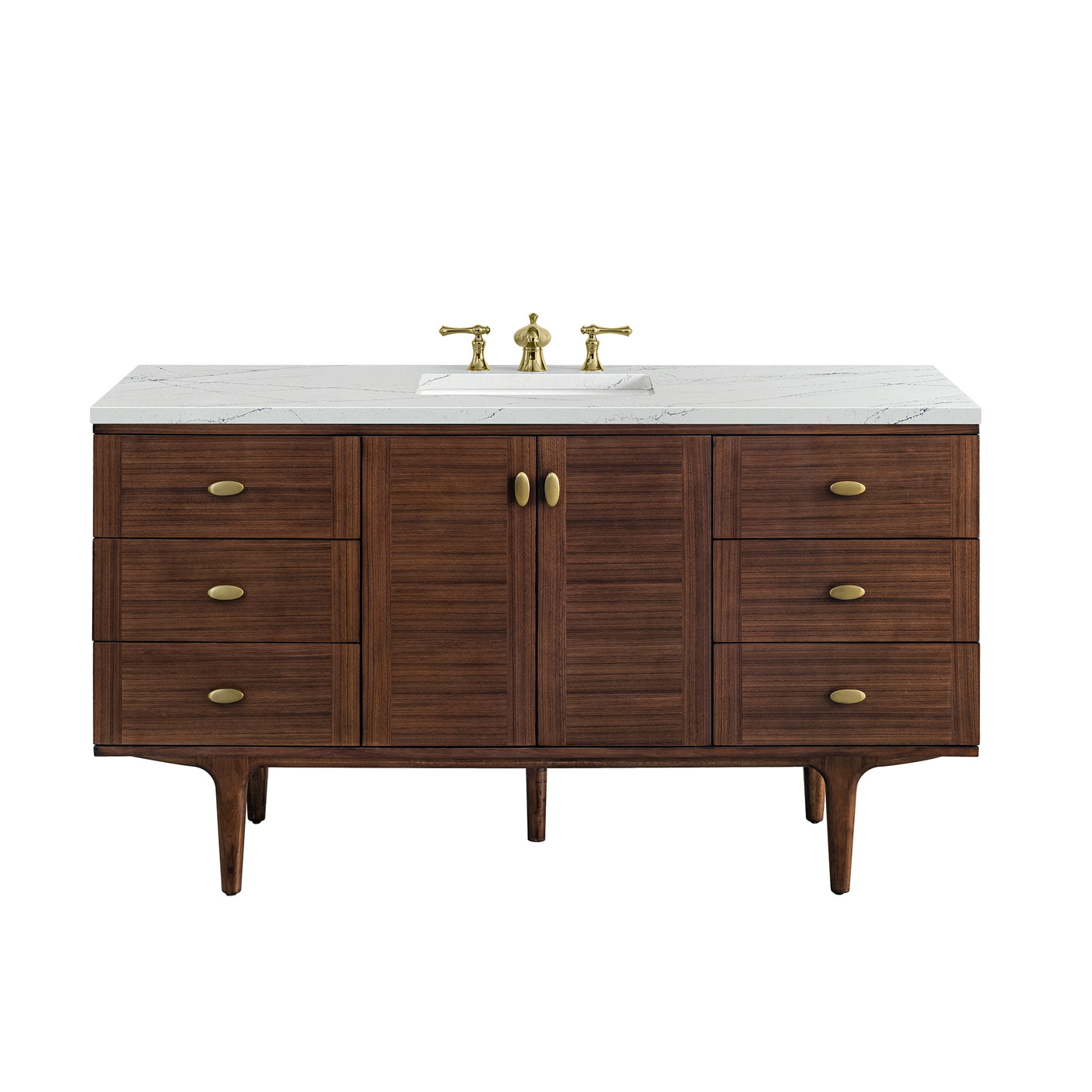 James Martin Amberly 60" Dual Mount Single Bathroom Vanity, Mid-Century Walnut by James Martin