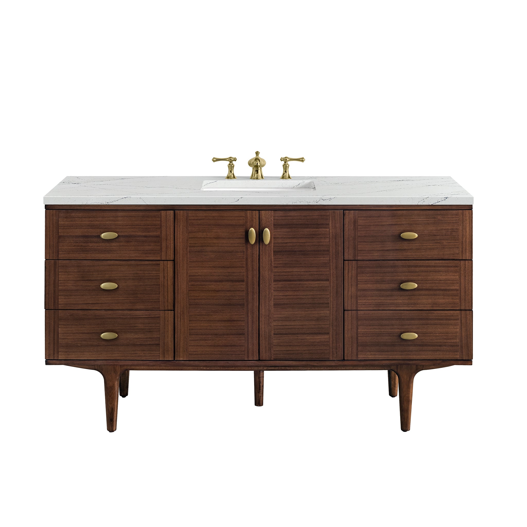 James Martin Amberly 60" Dual Mount Single Bathroom Vanity, Mid-Century Walnut by James Martin