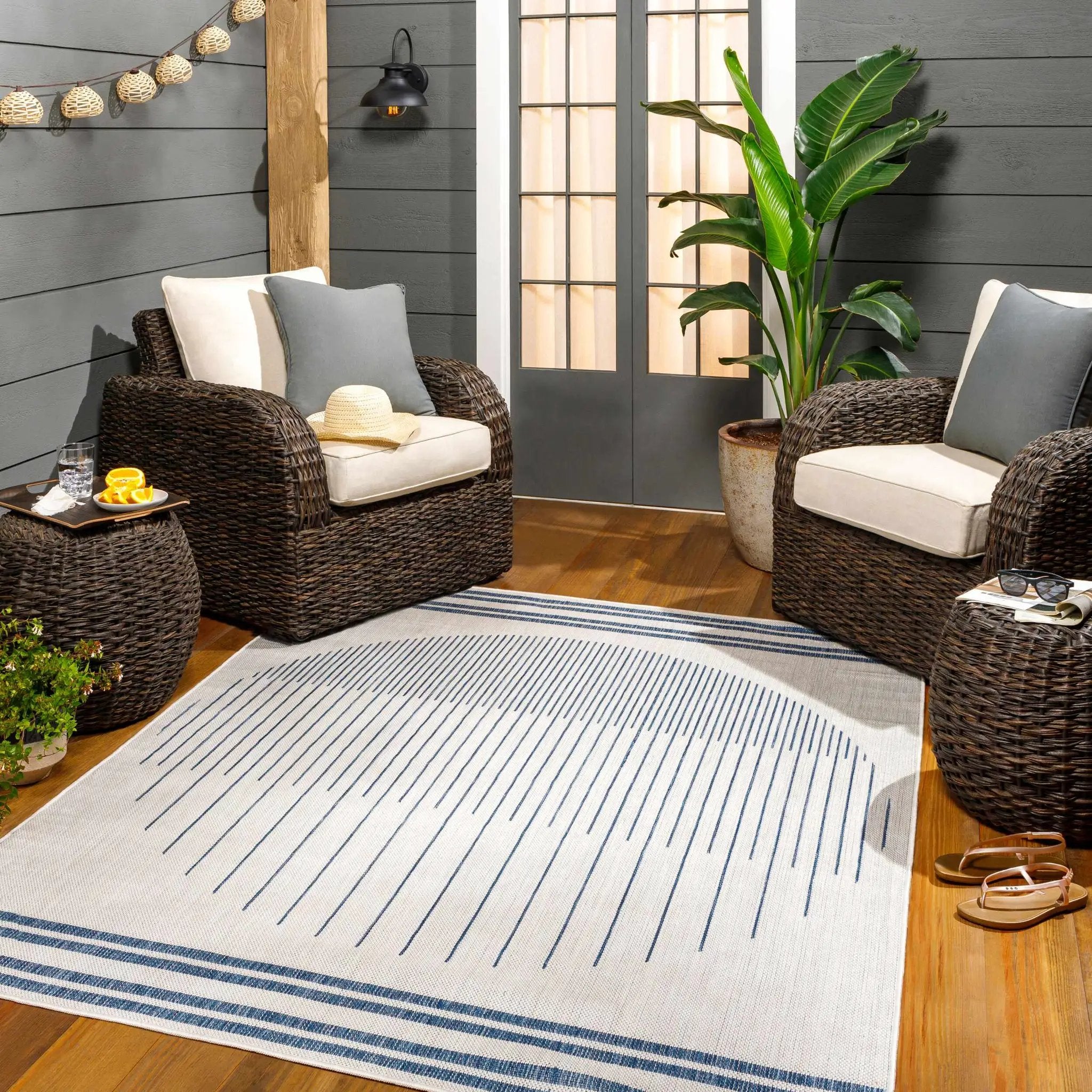 Aviya Blue & Gray Outdoor Area Rug - Clearance by Boutique Rugs