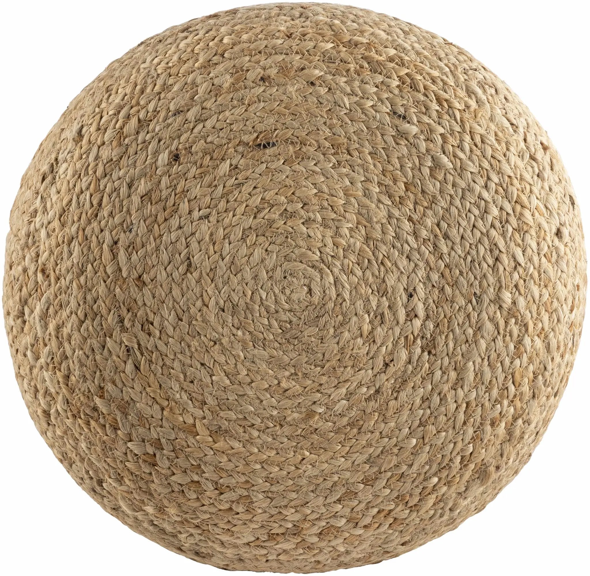 Lavertezzo Brick Red Knitted Beige Cotton Pouf by Boutique Rugs