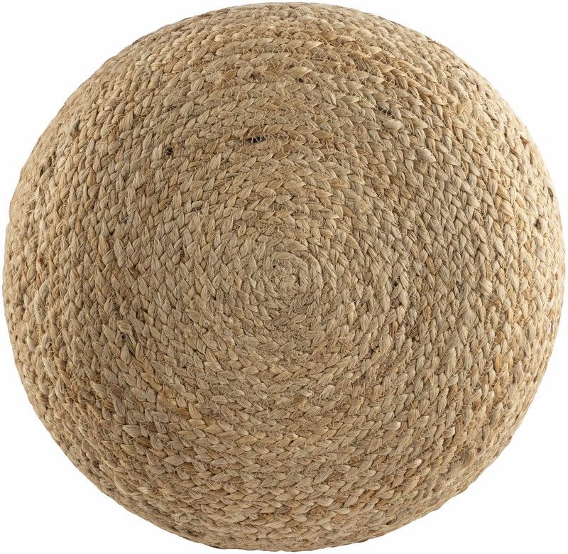 Lavertezzo Brick Red Knitted Beige Cotton Pouf by Boutique Rugs