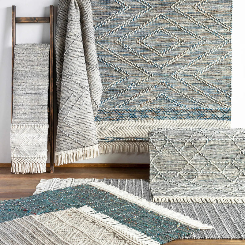 Cream Veruela Wool Blend Braided Tassel Area Rug - Clearance by Boutique Rugs