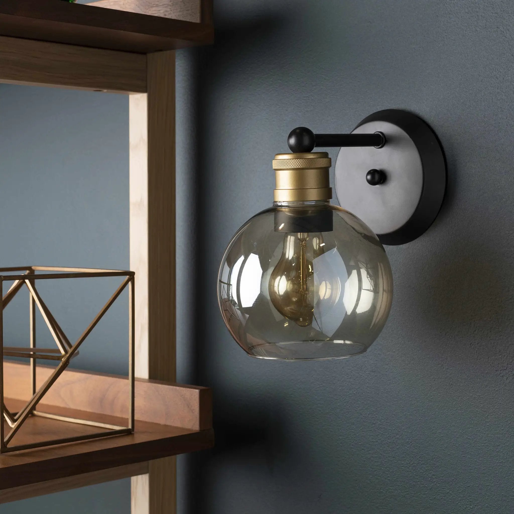 Leabrook Black Metal Wall Sconce by Boutique Rugs