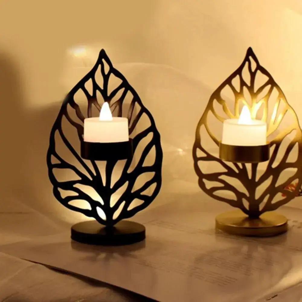 Leaf Metal Candle Holder Decorative by House Of Avana