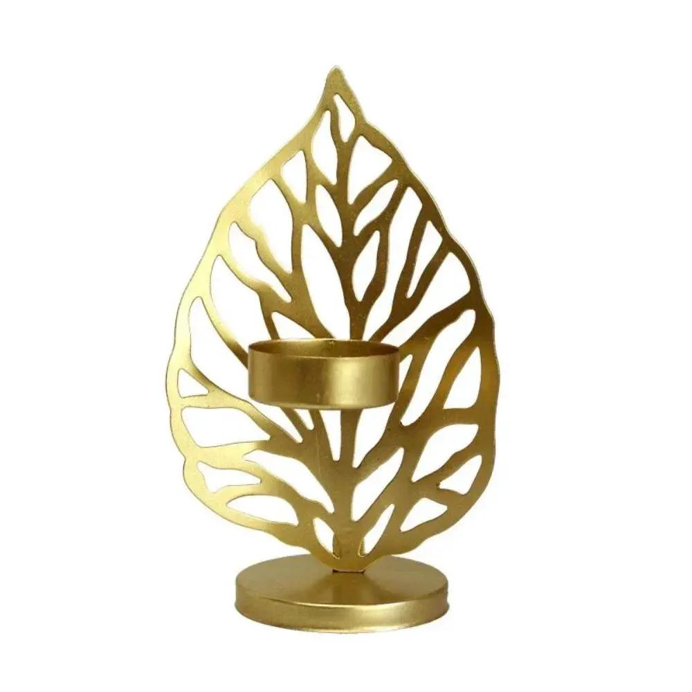 Leaf Metal Candle Holder Decorative by House Of Avana