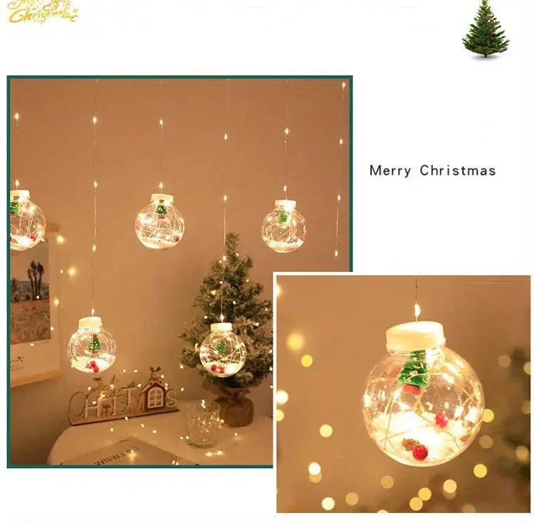 LED Christmas Curtain Lights with Copper Wire & Wishing Ball by House Of Avana