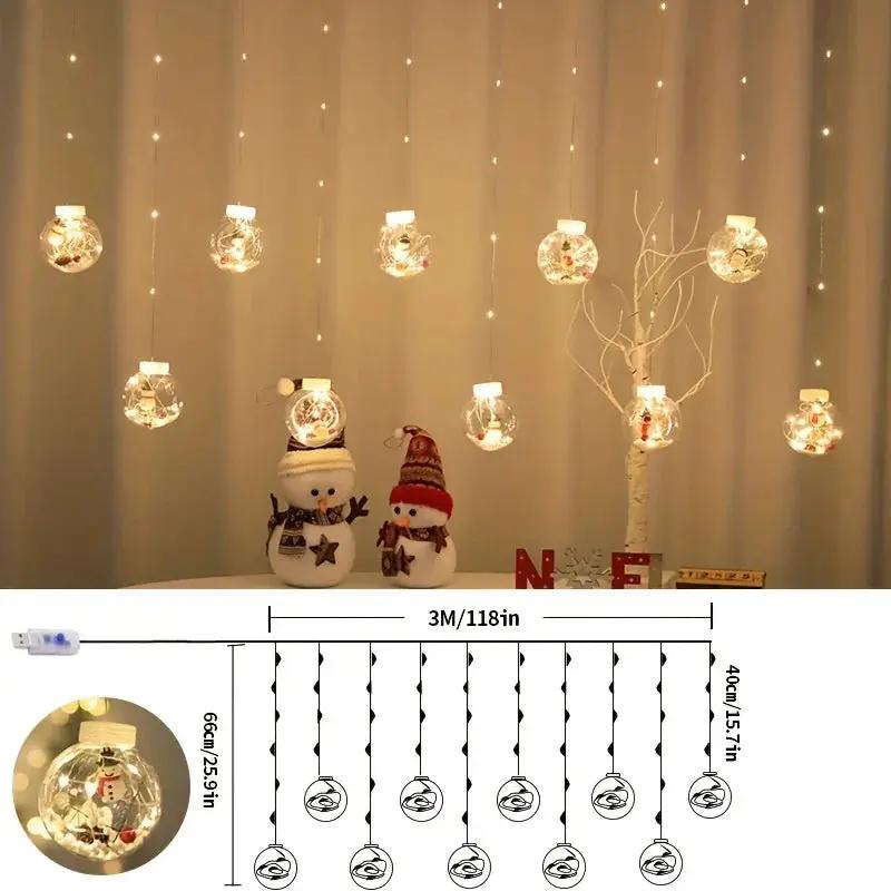 LED Christmas Curtain Lights with Copper Wire & Wishing Ball by House Of Avana