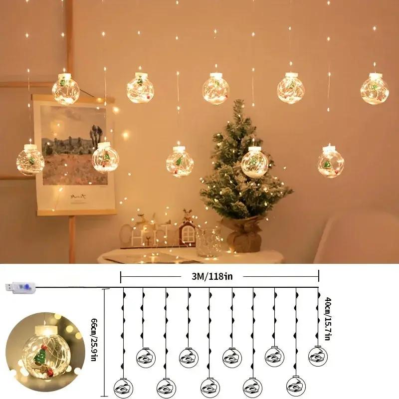 LED Christmas Curtain Lights with Copper Wire & Wishing Ball by House Of Avana