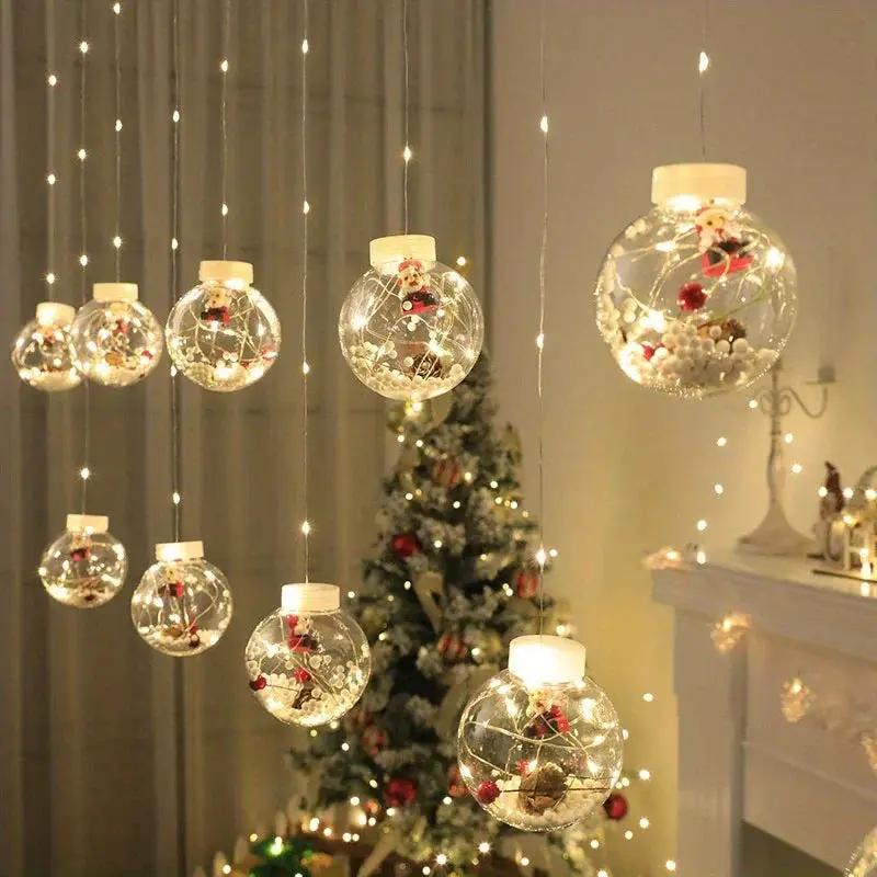 LED Christmas Curtain Lights with Copper Wire & Wishing Ball by House Of Avana