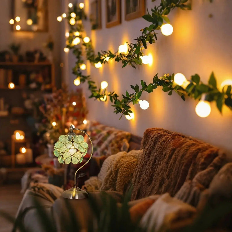 LED Fairy Lights, Round Ball String with Green Vine Garland by House Of Avana