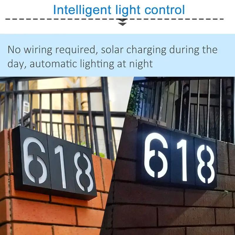 LED House Number Solar Power Digital Hotal Door Wall Solar Light Address Number Sign Lamp Custom Street Number Plaque by Outdoor Solar Outlet