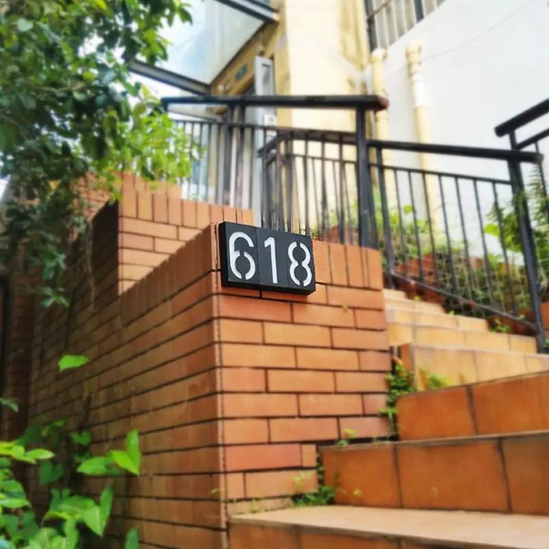 LED House Number Solar Power Digital Hotal Door Wall Solar Light Address Number Sign Lamp Custom Street Number Plaque by Outdoor Solar Outlet