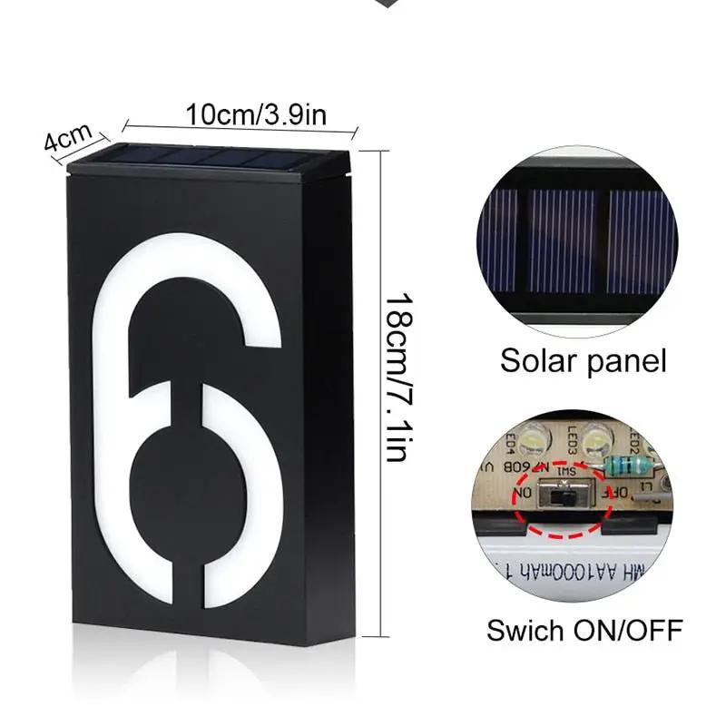 LED House Number Solar Power Digital Hotal Door Wall Solar Light Address Number Sign Lamp Custom Street Number Plaque by Outdoor Solar Outlet
