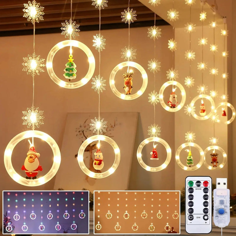 LED Window Curtain Lights with Snowflake, 3m USB Operated by House Of Avana