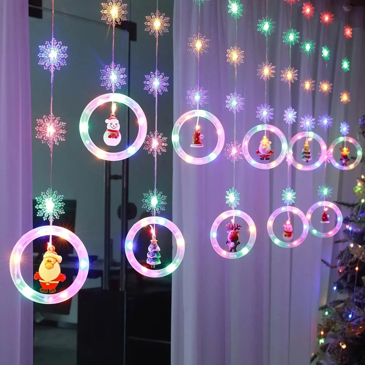 LED Window Curtain Lights with Snowflake, 3m USB Operated by House Of Avana