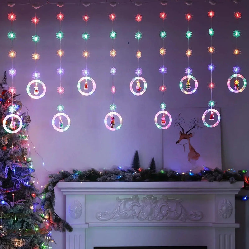 LED Window Curtain Lights with Snowflake, 3m USB Operated by House Of Avana