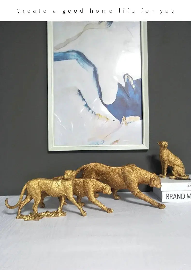 Gold Leopard Cheetah Statues for Modern Home Decor Lovers by House Of Avana