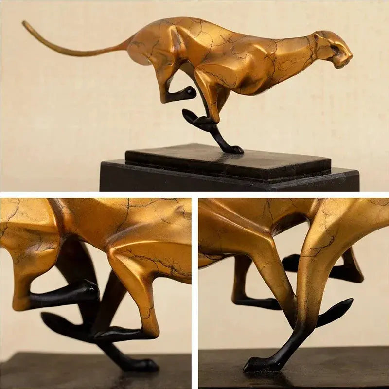 Modern Running Leopard Decorative Sculpture for Living Room Tabletop Decor by House Of Avana