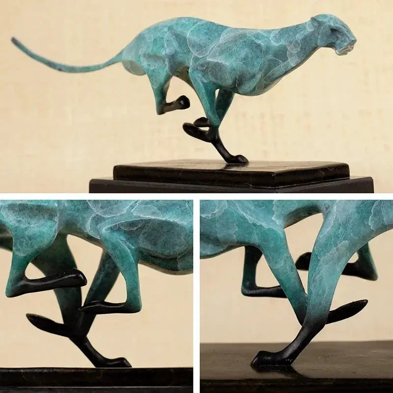 Modern Running Leopard Decorative Sculpture for Living Room Tabletop Decor by House Of Avana