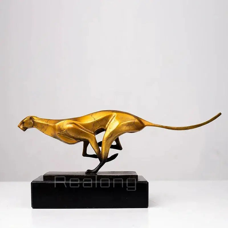 Modern Running Leopard Decorative Sculpture for Living Room Tabletop Decor by House Of Avana