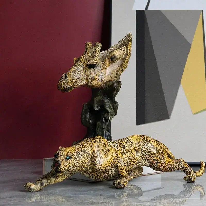 Luxury Leopard Animal Figurine Sculpture for Modern Home & Office Decor by House Of Avana