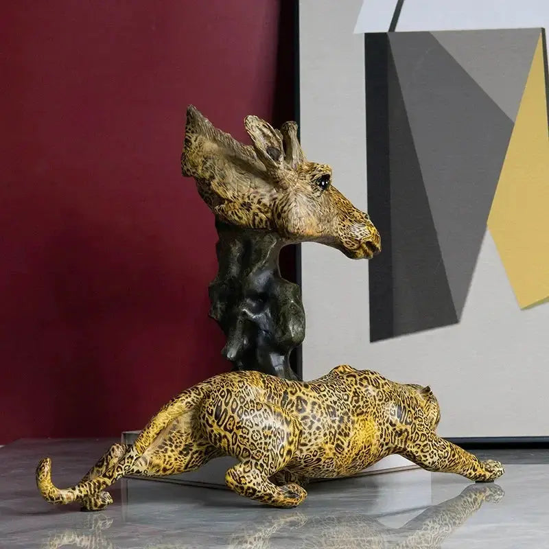 Luxury Leopard Animal Figurine Sculpture for Modern Home & Office Decor by House Of Avana